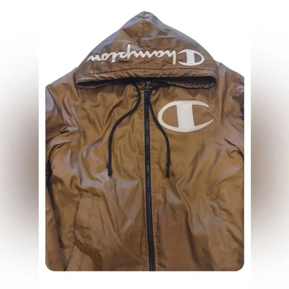 Champion Sherpa Lined Stadium Hooded Gold Jacket Size XS - Picture 8 of 13